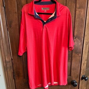 Pebble Beach Men's Bright Red Polo with Navy Trim